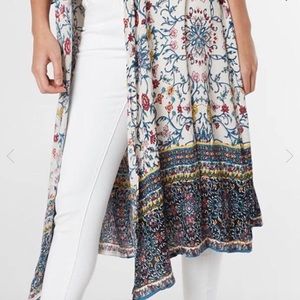 Long boho floral kimono duster
